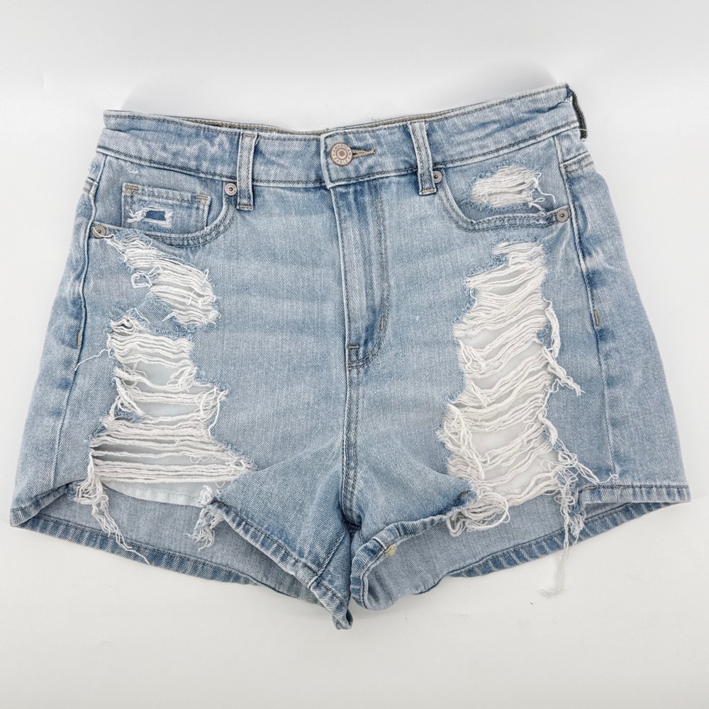 American Eagle Ripped‎ Denim Shorts Light Wash Comfort Stretch Waistband Size 4